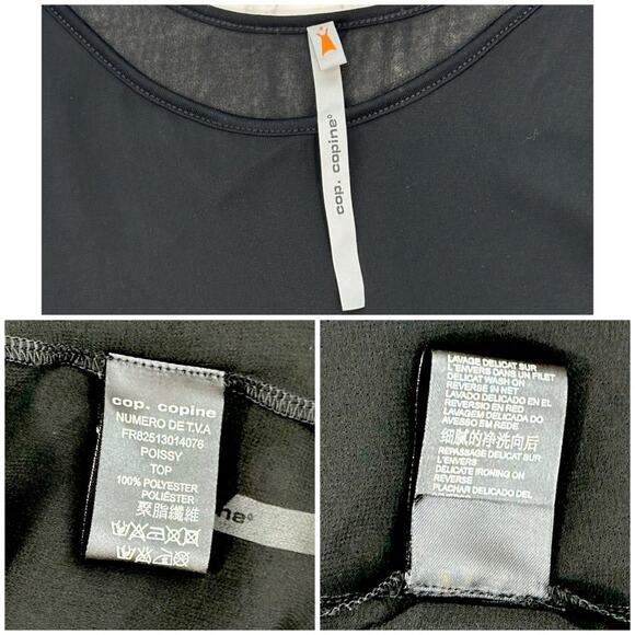 COP. COPINE Black Double Sheer Layer Poissy Top in Black SZ L (38) $298 - Picture 11 of 11